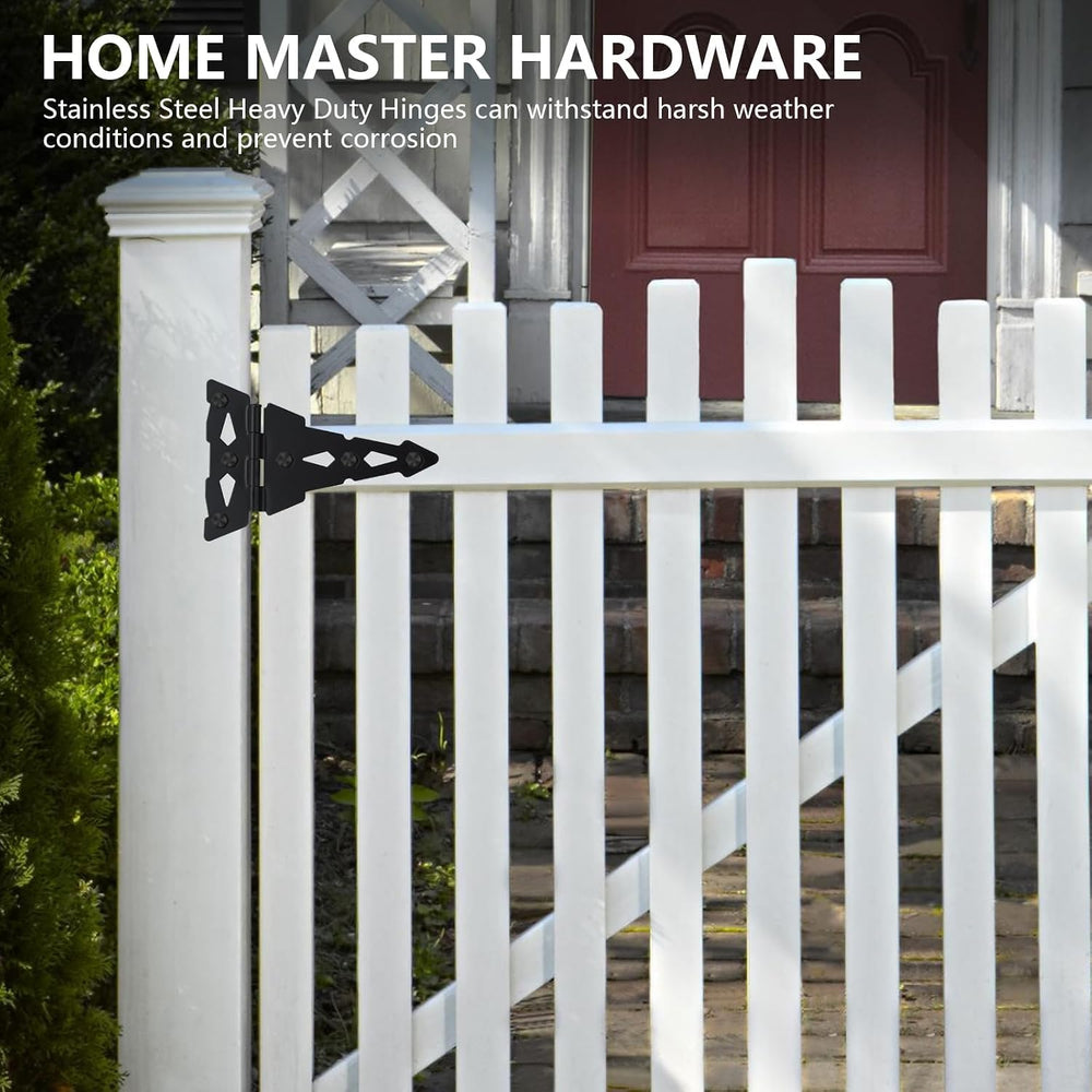 HOME MASTER HARDWARE 8" Heavy Duty Gate Hinges, 4 Pack T Strap Hinges