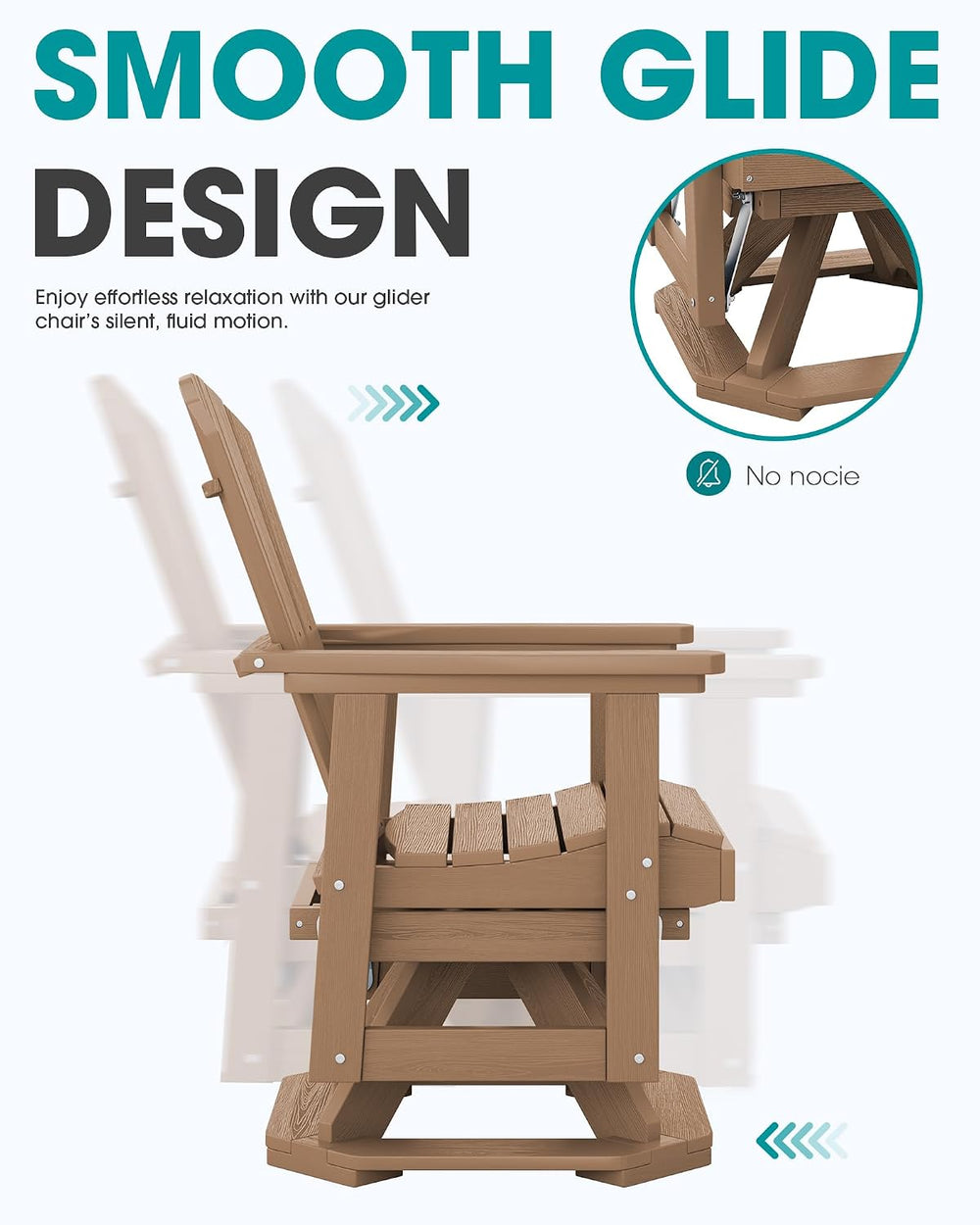 SERWALL HDPE Adirondack Swivel Glider Chair Set of 2 for Outdoor
