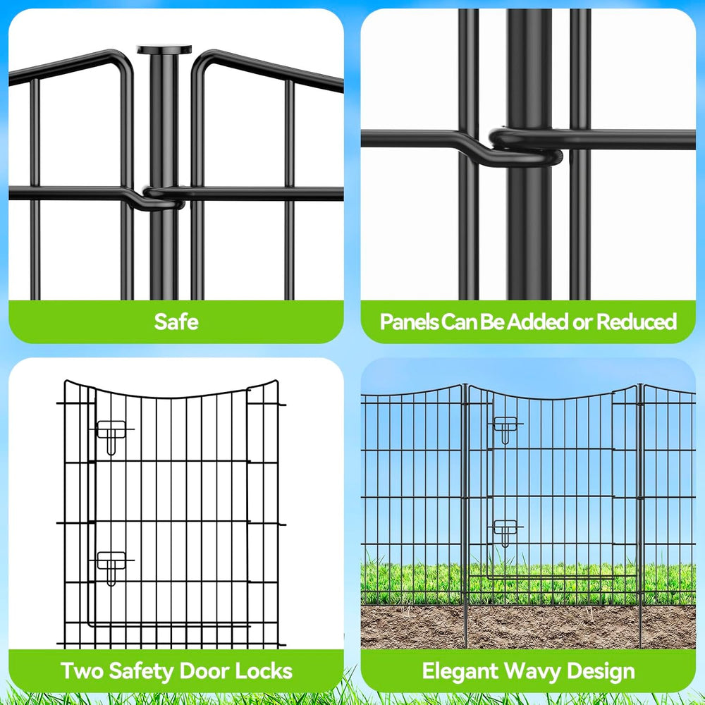 INJOPEXI Garden Fence 12 Panels 23.6ft (L)×30in (H) Decorative Metal Fences w...
