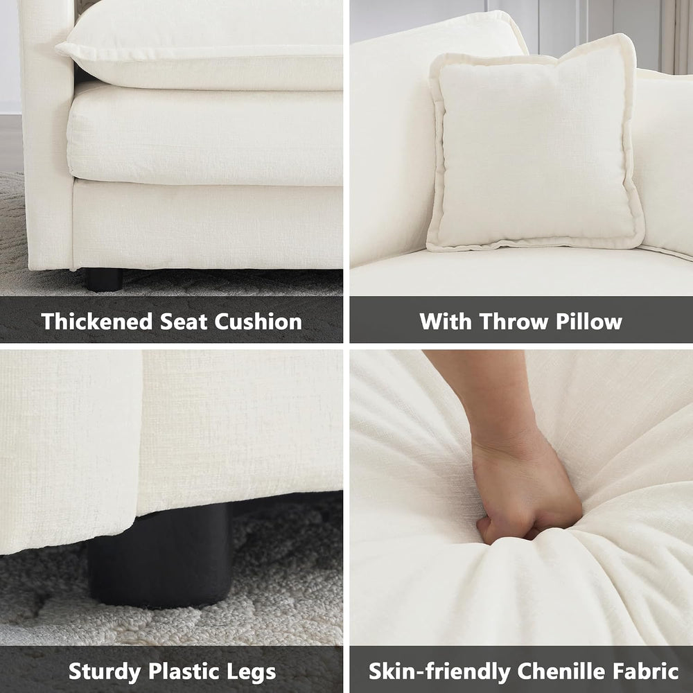 mikibama Luxury 2 Piece Cloud Couches Set, Modern Upholstered Chenille 3 Seat...