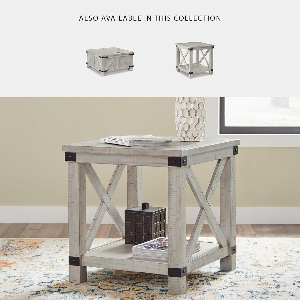 Signature Design by Ashley Carynhurst End Side Table, Farmhouse Whitewash