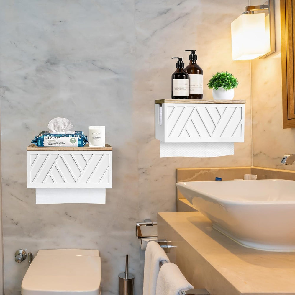 Set of 2 Paper Towel Dispenser Wall Mount, Paper Towel Holder Wall Mounted wi...