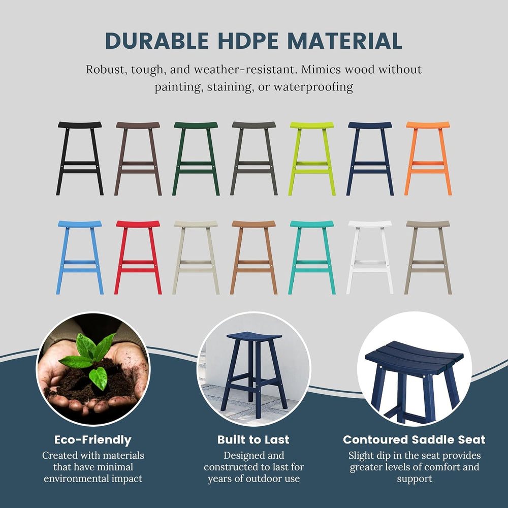 HDPE Laguna Contempo 29" Saddle Bar Stool, Navy Blue