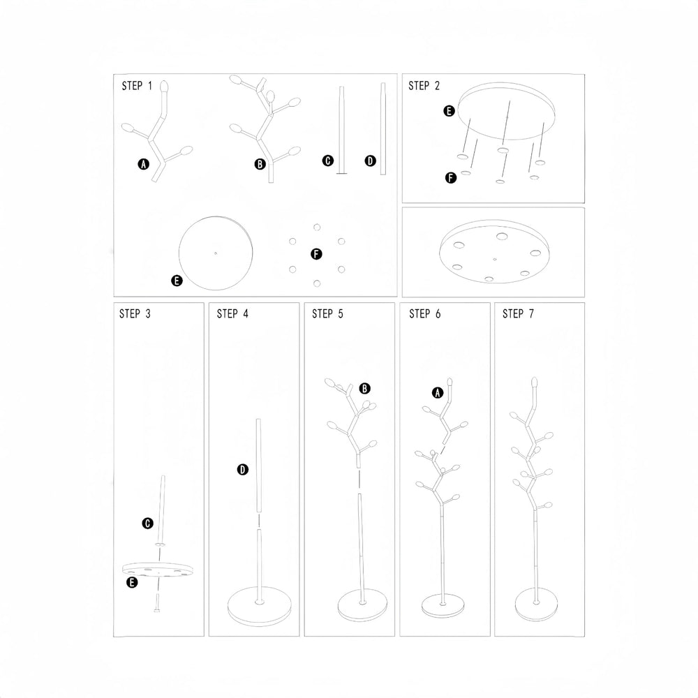 Black Tree Meta Coat Rack with Marble Base Freestanding Hall Tree
