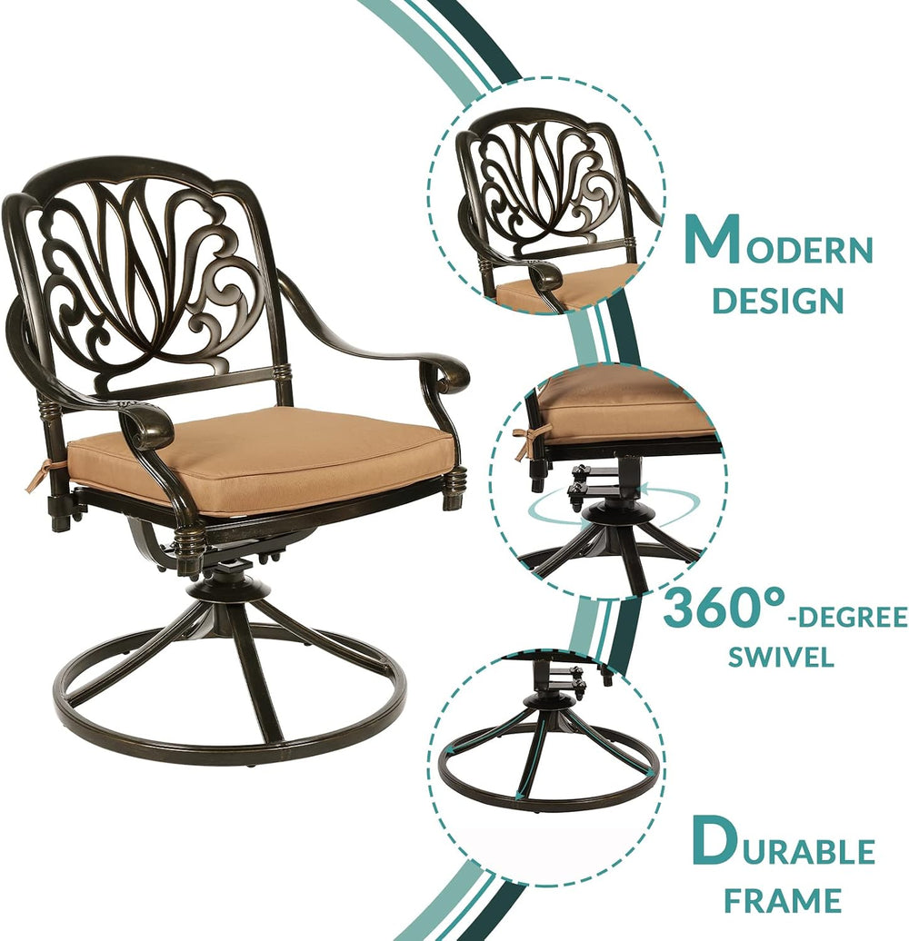 MEETWARM 9-Piece Outdoor Patio Dining Set, All-Weather Cast Aluminum Patio Co...
