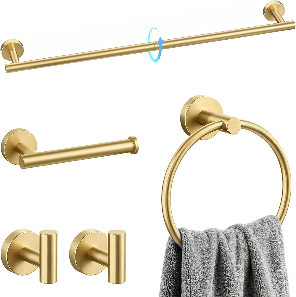 STWWO 5-Piece Gold Bathroom Accessories Set 24 Inch Bathroom Towel Bar