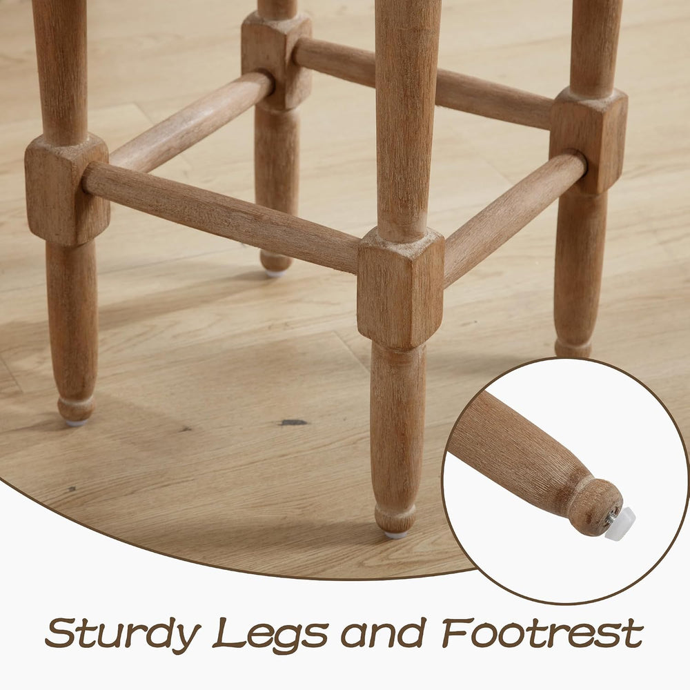 26" Backless Bar Stools Set of 4 for Kitchen Island, Farmhouse Wooden Co...