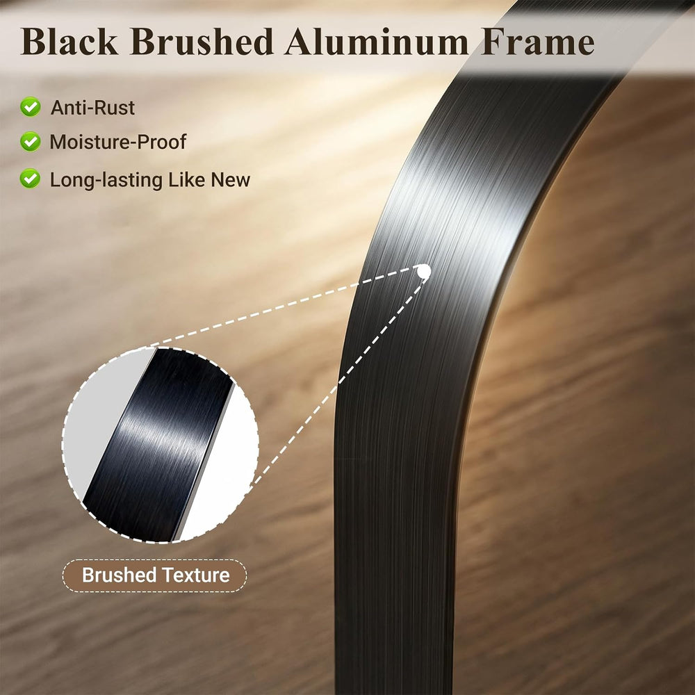 48"x30" Black Arched Mirror, Arched Wall Mirror with Metal Frame, W...