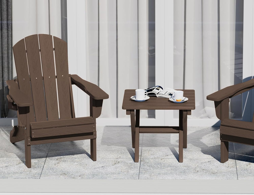 SERWALL Small Folding Outdoor Side Table Set of 4, Coffee