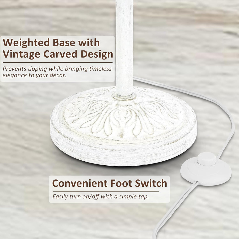 Sheetea 65’’ Floor Lamp for Living Room, Vintage Standing Lamp, White