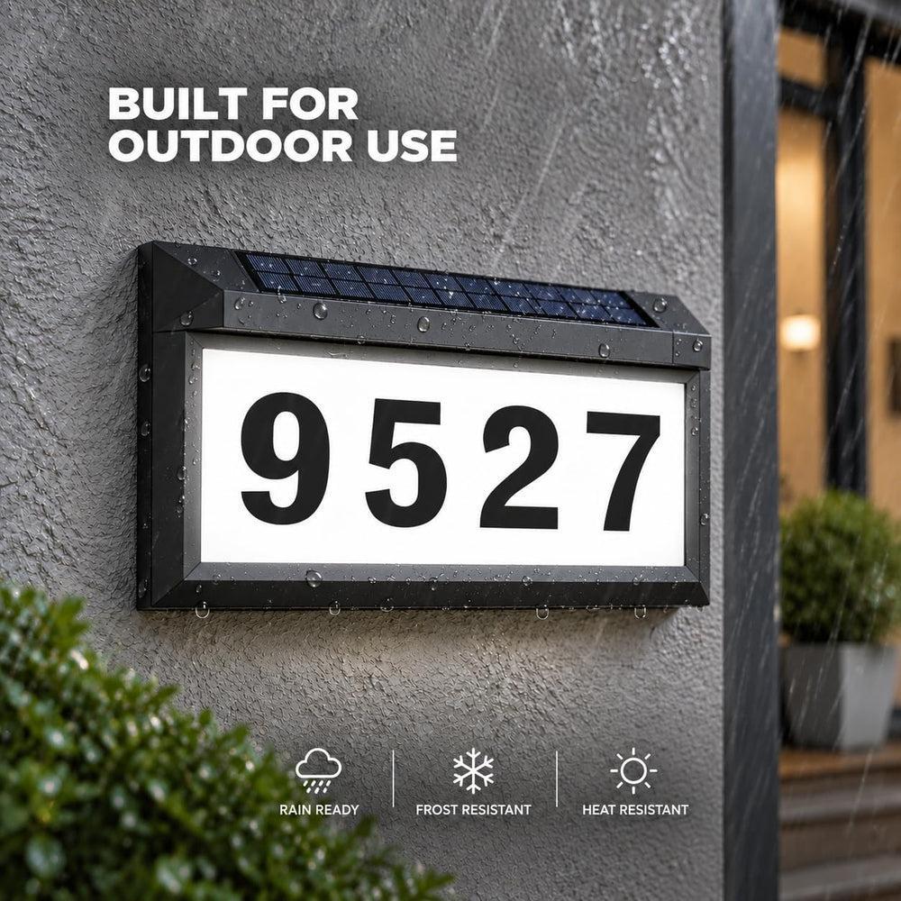 Solar Address Sign, Lighted House Numbers for Outside, Illuminated Plaque