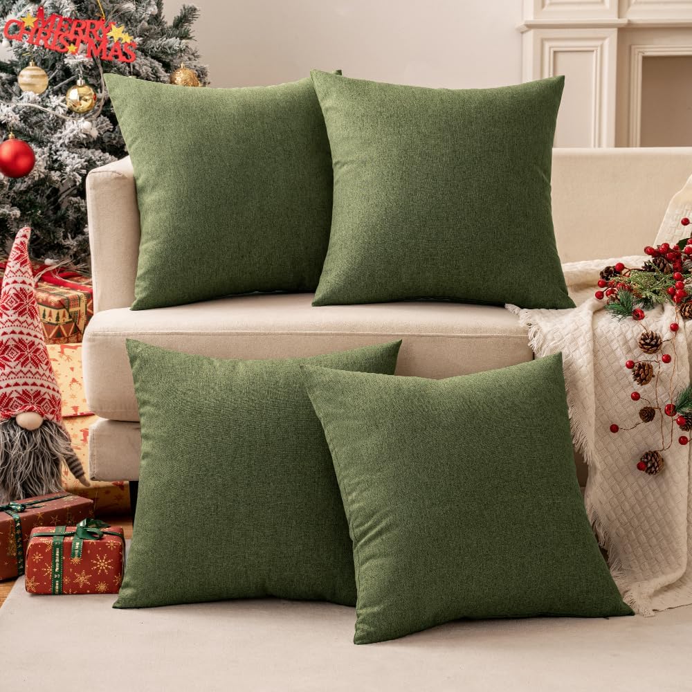 MIULEE Decorative Outdoor Pillow Covers Christmas Euro 26x26 Dark Green
