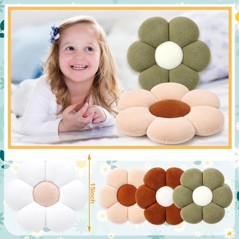 Coume 4 Pcs Fall Flower Pillows 15" Plush Flower Shaped Pillows Fall Decor