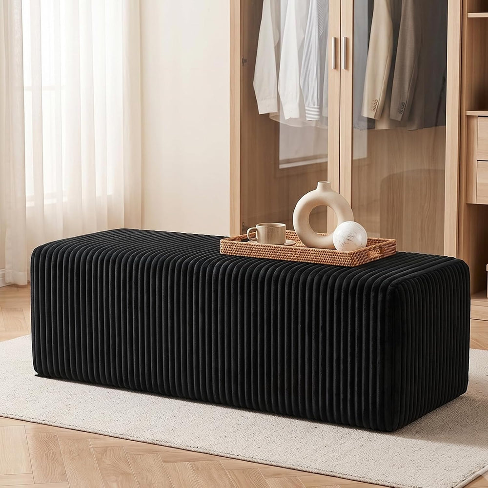 50.5" Corduroy Ottoman with High-Density Foam, Rectangular Foot Stool fo...