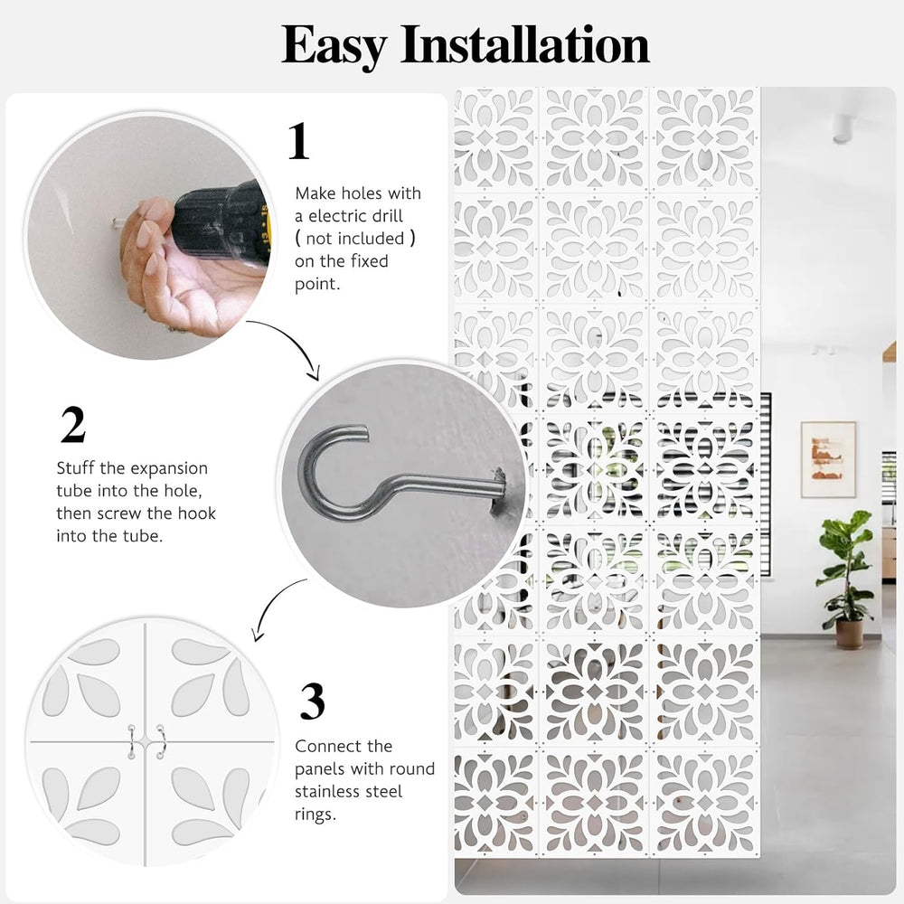 24PCS Hanging Room Divider Wall Screen Panel Room Divider Panels- Leaves
