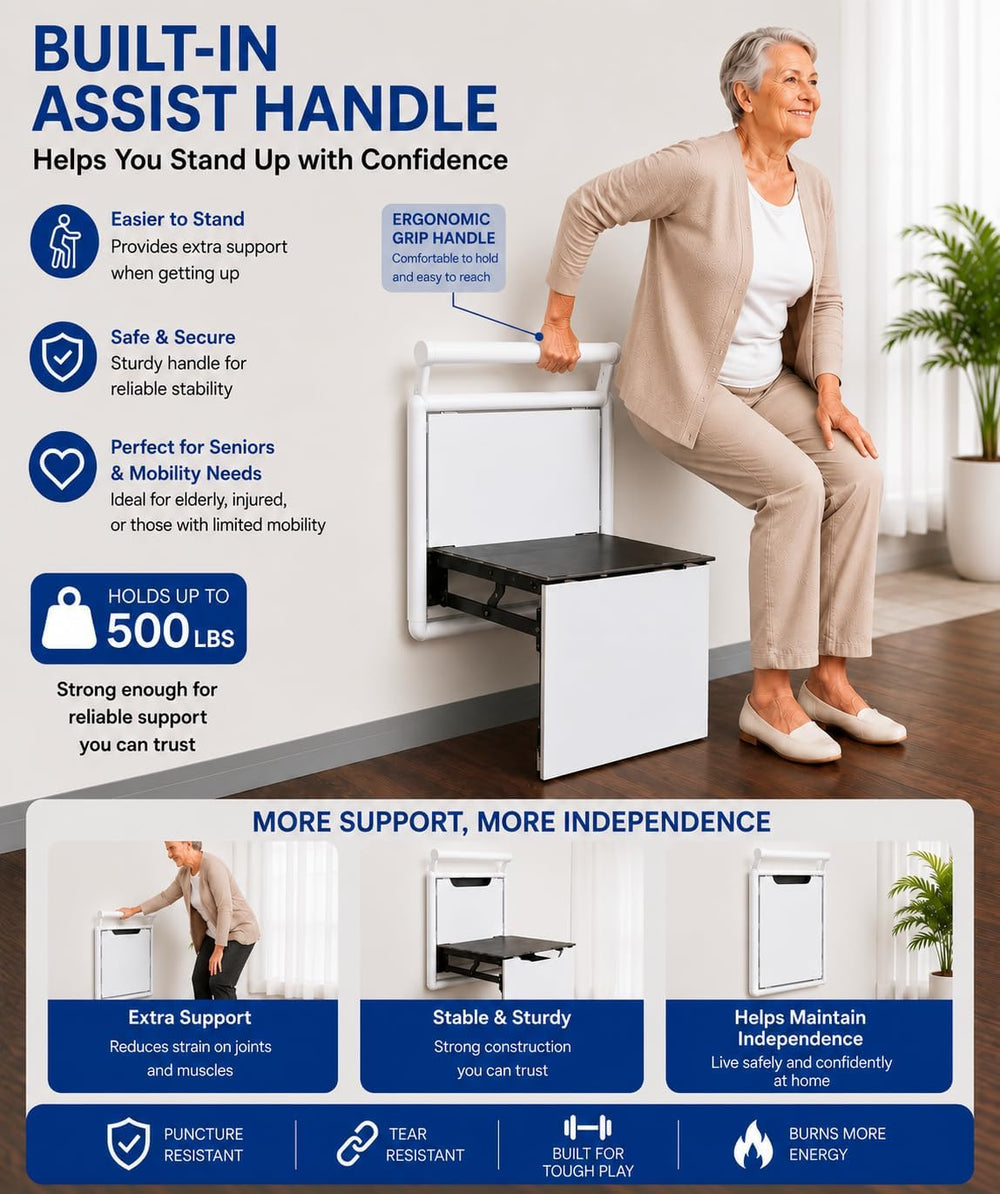 Wall Mounted Chair Shoes Shower Seat:Folding,Holder 500 LB