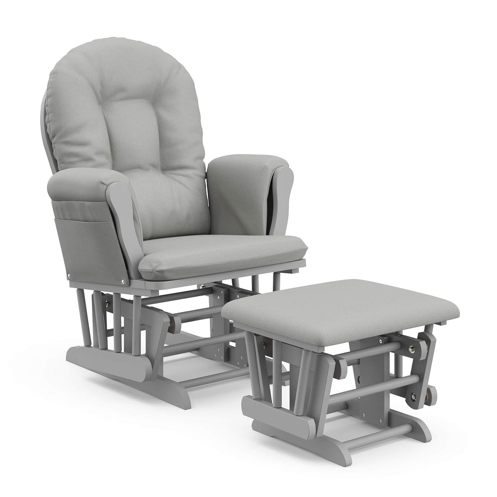 Storkcraft Premium Hoop Glider & Ottoman, Pebble Gray/Light Gray