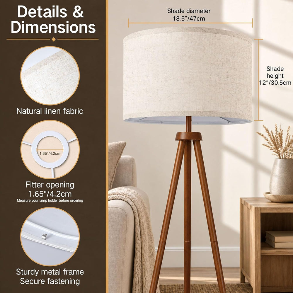 OUTON Beige Large Drum Lamp Shade for Floor Lamps, 18.5" x 18.5" x ...