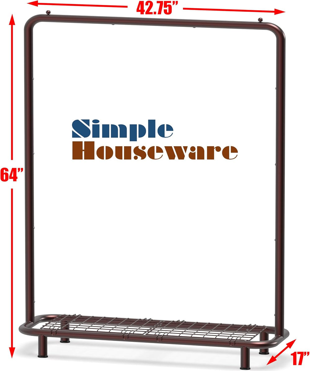 Simple Houseware Clothing Rack w/Industrial Pipe & Bottom Shelves, Bronze