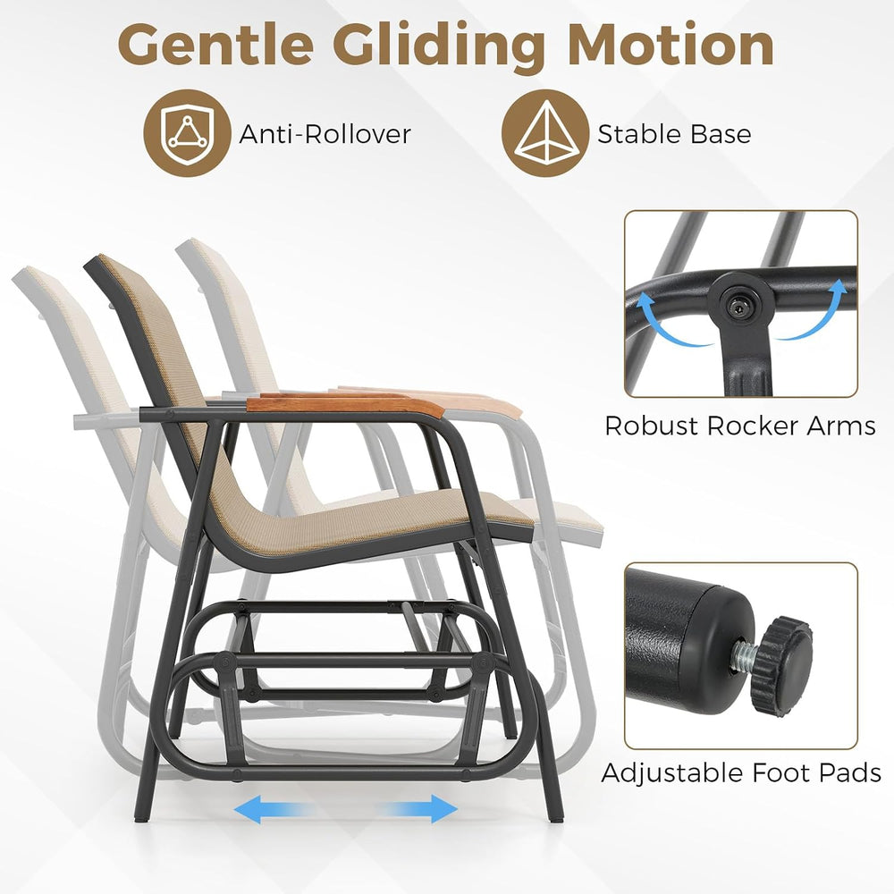 Tangkula 3-Person Outdoor Glider Bench, Patio Gliding Loveseat with Breathabl...