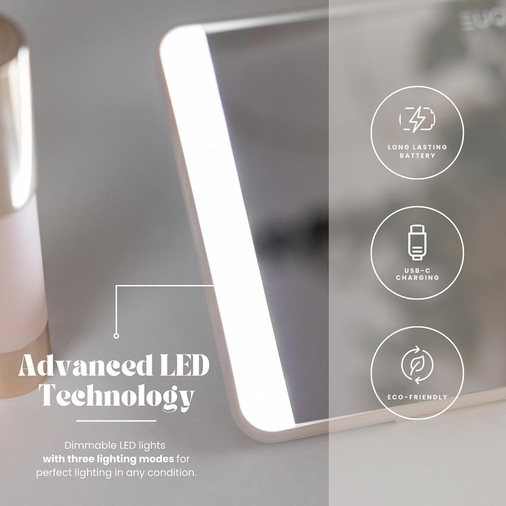 Rechargeable LED Sun Visor Mirror – 3 Dimmable Light Modes, Portable Makeup a...