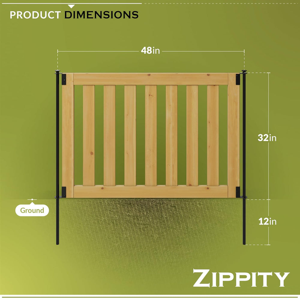 Zippity Newberry Yard Fence, Cedar Wood DIY No Dig Kit