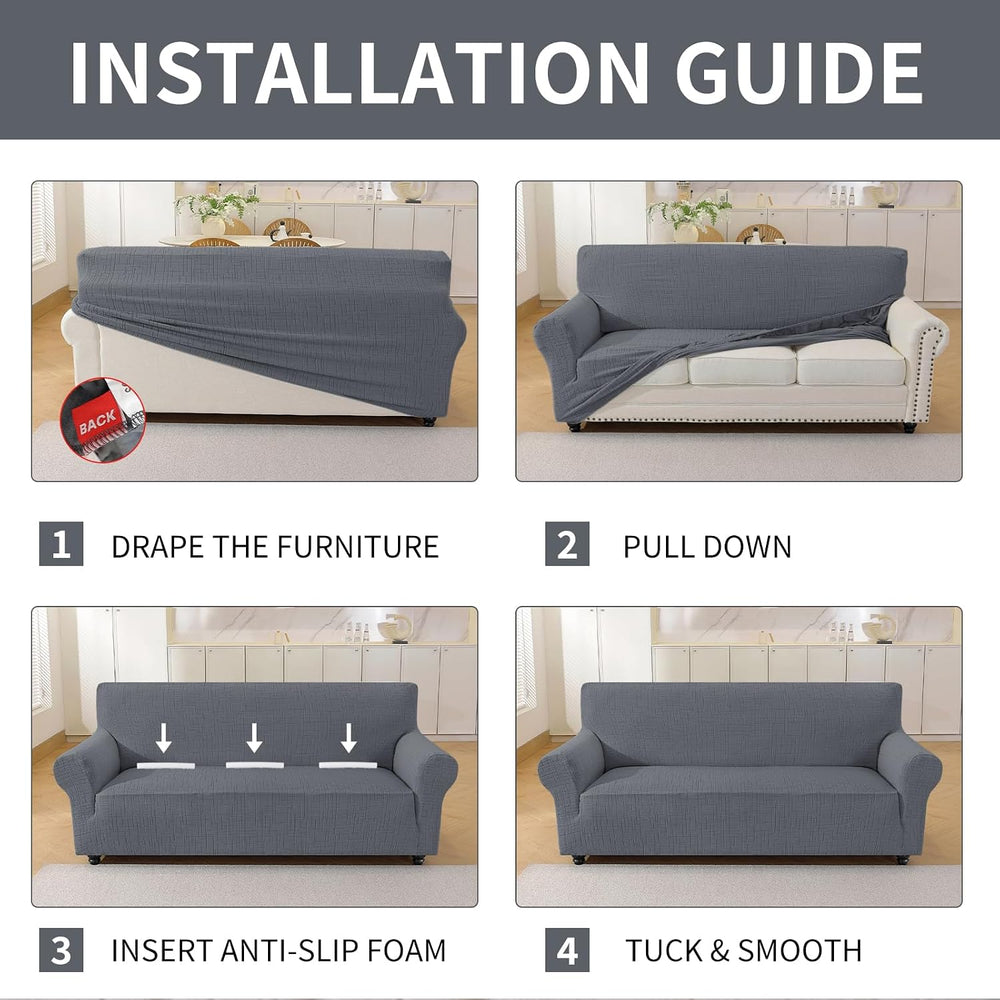 Super Stretch Armchair Covers (Chair 35"-45", Light Gray)