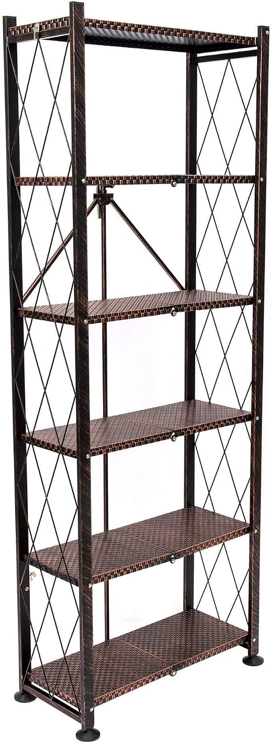 Origami 6-Tier Foldable Storage Shelves, Heavy Duty Shelving Rack Unit with W...