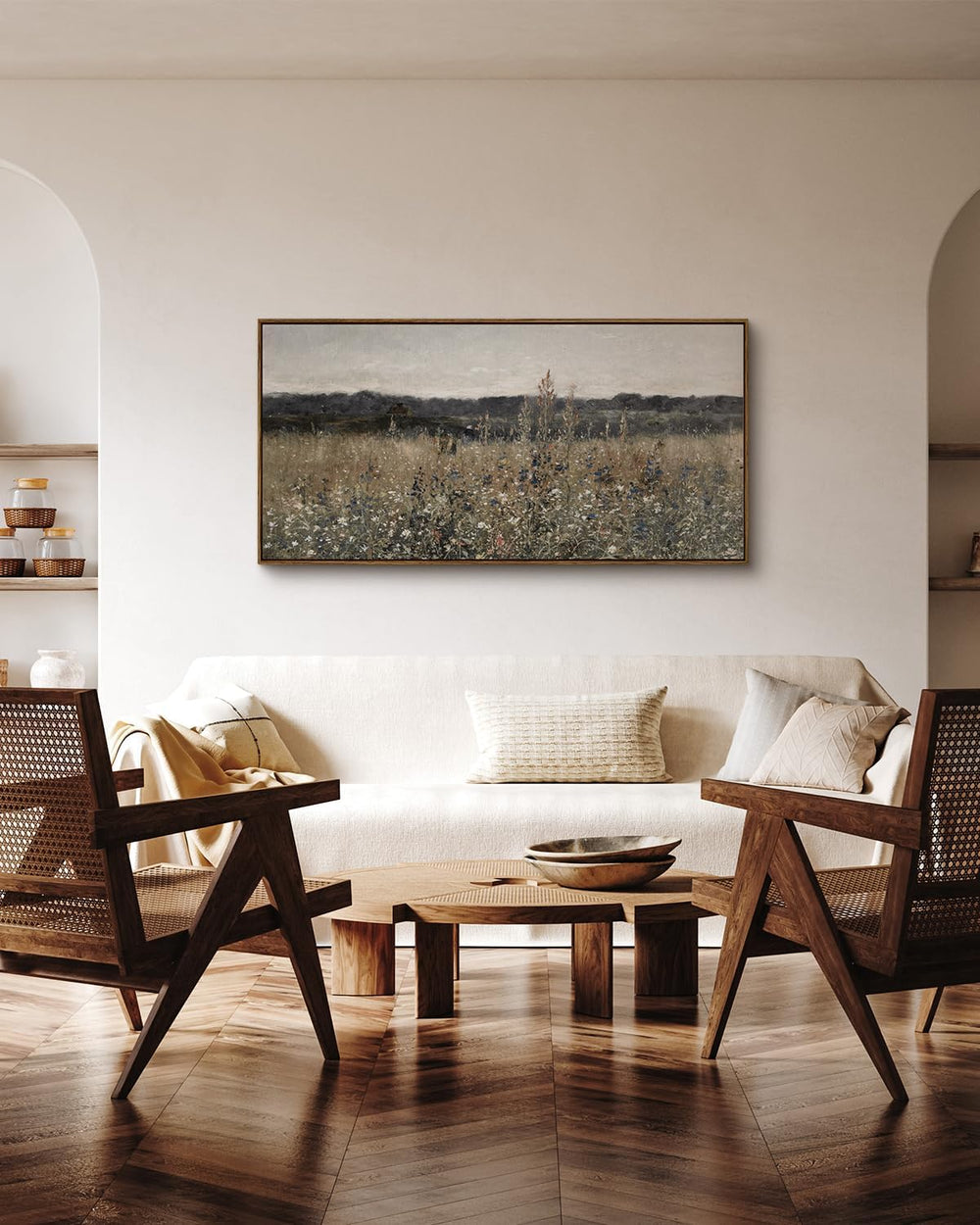 InSimSea Extra Large Framed Wall Art, Flower Meadow Prints, 24x48inch