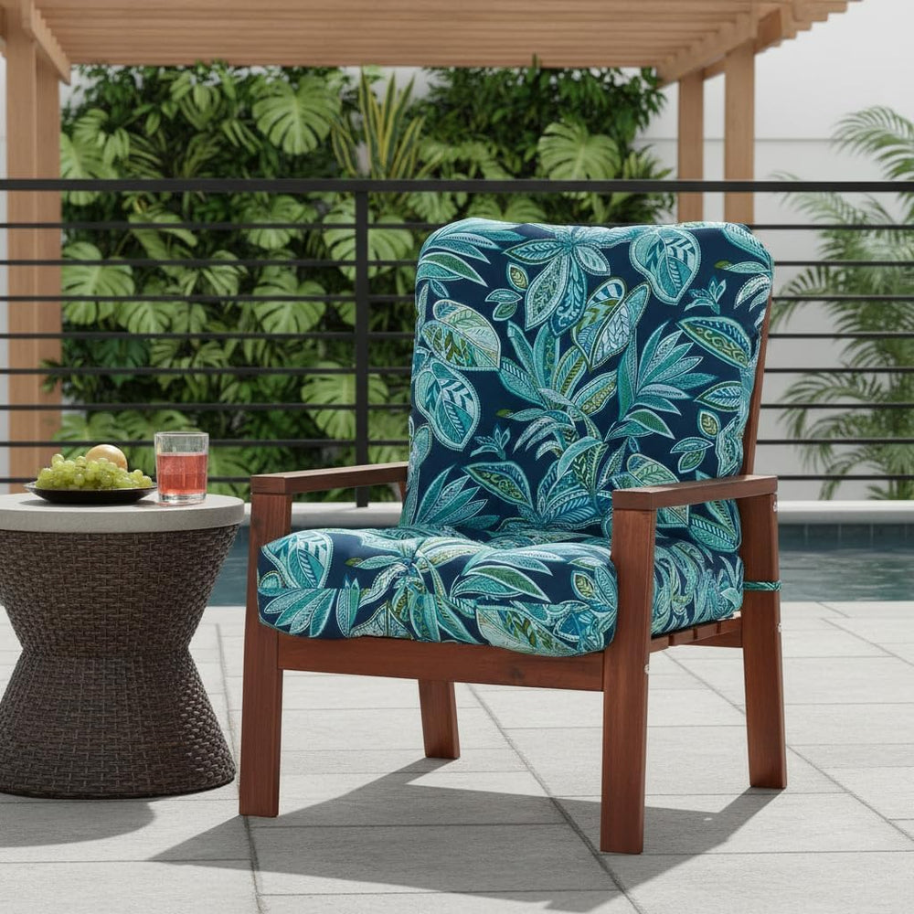 Tufted Outdoor Chair Cushions – Hinged One-Piece Design, Reversible Patio Sea...