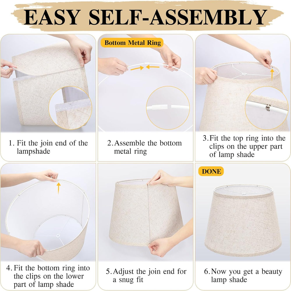 Large Drum Lamp Shades Set of 2, 12"Top x 16"Bottom x 11"High,...