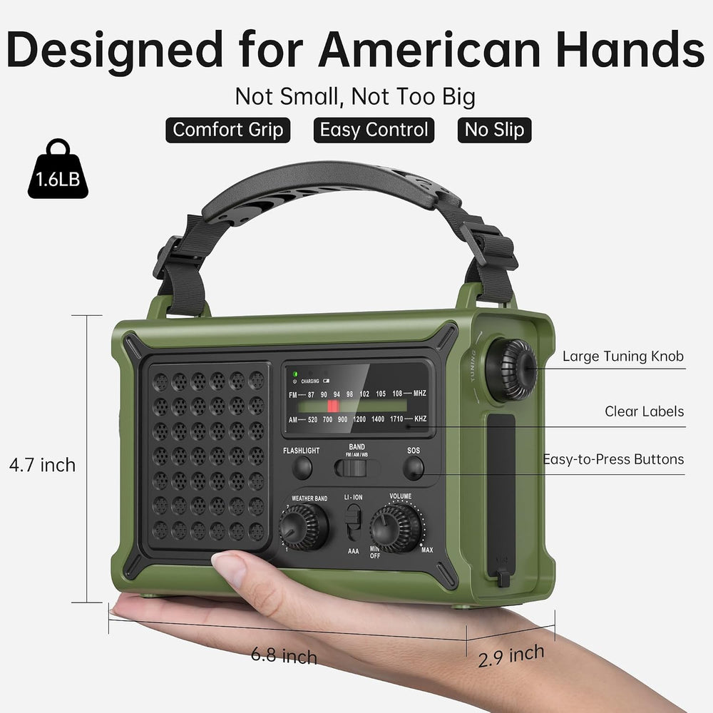 Solar Radio Emergency Hand Crank 12000mAh with Clear Signal