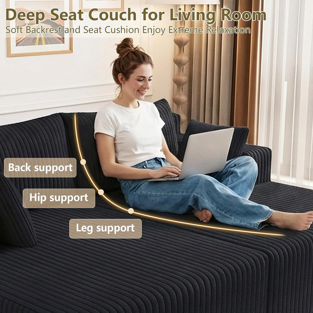 71" Oversized Double Chaise Lounges Indoor, Upholstered Corduroy Oversiz...