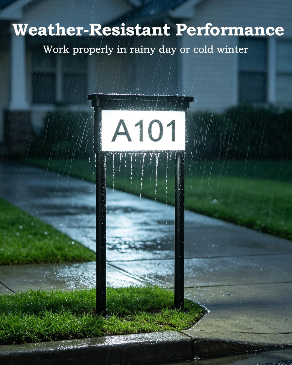 Solar Address Sign for Yard,Double Side Light House Numbers,2 Pack