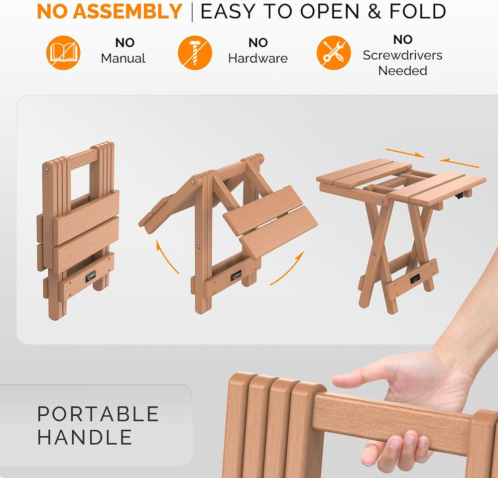 VINGLI Small HDPE Folding Side Table, Plastic Waterproof Portable Adirondack ...