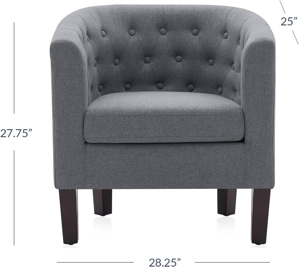 BELLEZE Accent Barrel Arm Chair, Set of 2 Modern Comfy Upholstered Tufted Clu...