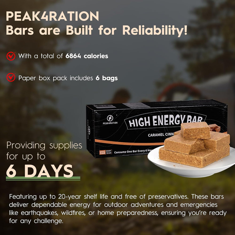 PEAK4RATION High Energy Bar | Compact Compressed Food Bar - Caramel Cinnamon ...