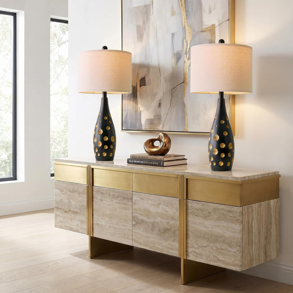 BOBOMOMO 26” Table Lamps Set of 2 for Living Room Bedroom, Modern Gold Accent...