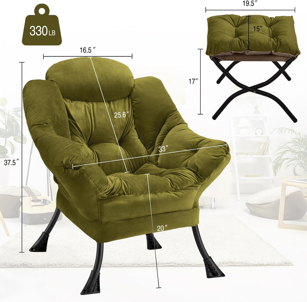 Lazy Chair with Folding Ottoman Modern Large Accent Chair,Contemporary Lounge...