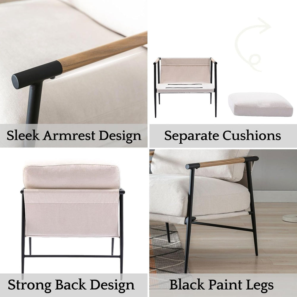 LukeAlon Beige Chenille Accent Chairs Set of 2 Modern Bedroom Chairs