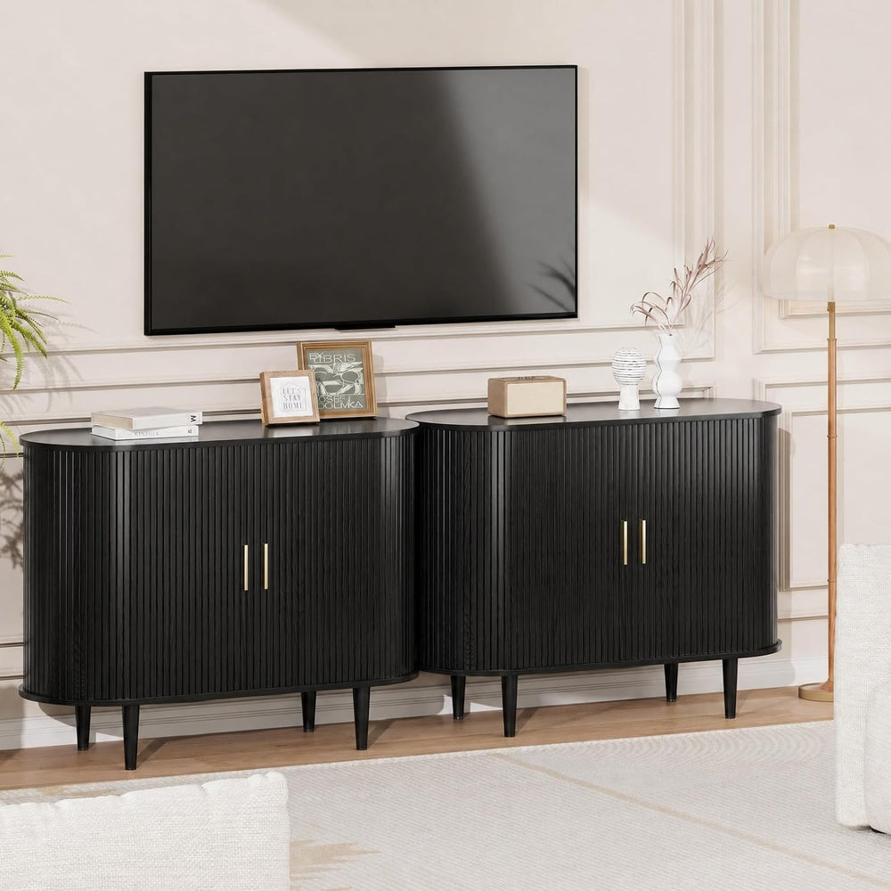 DHH Sideboard Buffet Cabinet with Storage,Mid Century Modern Fluted Accent Co...