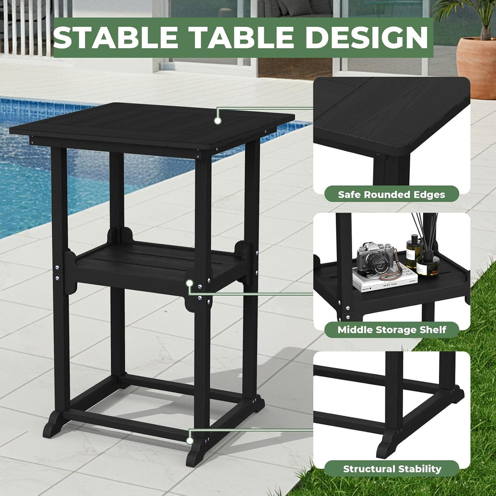 Outdoor Bistro Bar Set, Patio High Top Table and Bar Height Tall Adirondack C...