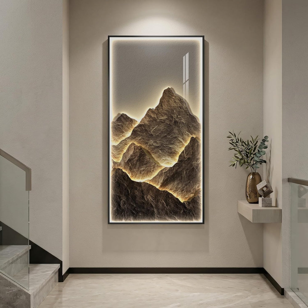 Large Vertical LED Mountain Wall Art for Living Room, Modern Luxury 30x60