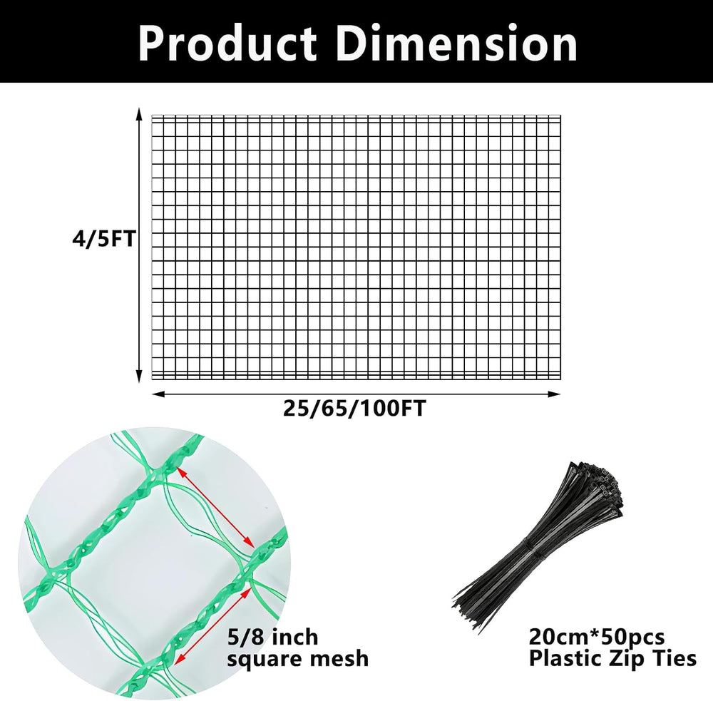 POYEE Deer Fence Netting 4x100ft Plastic Mesh Netting for Garden Protection