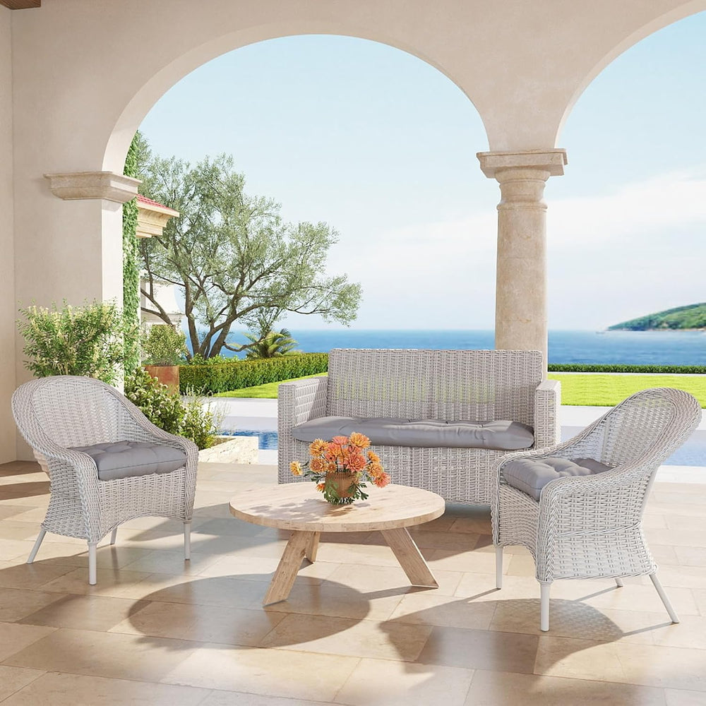 Outdoor Wicker Chair Cushions 3 Pieces, Gray