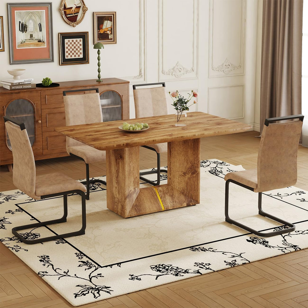 63'' Dining Table Set for 4, Wooden Dining Table Set with Chairs