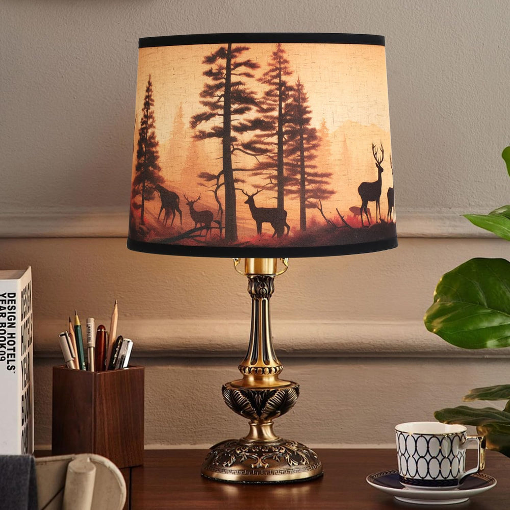 1pack Rustic Deer Printed Drum Lamp Shades for Table & Floor Lamps, 11.4&...