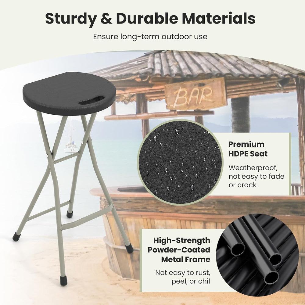 GYMAX Folding Stool, 28in Portable Collapsible Bar Stool with Handle & St...