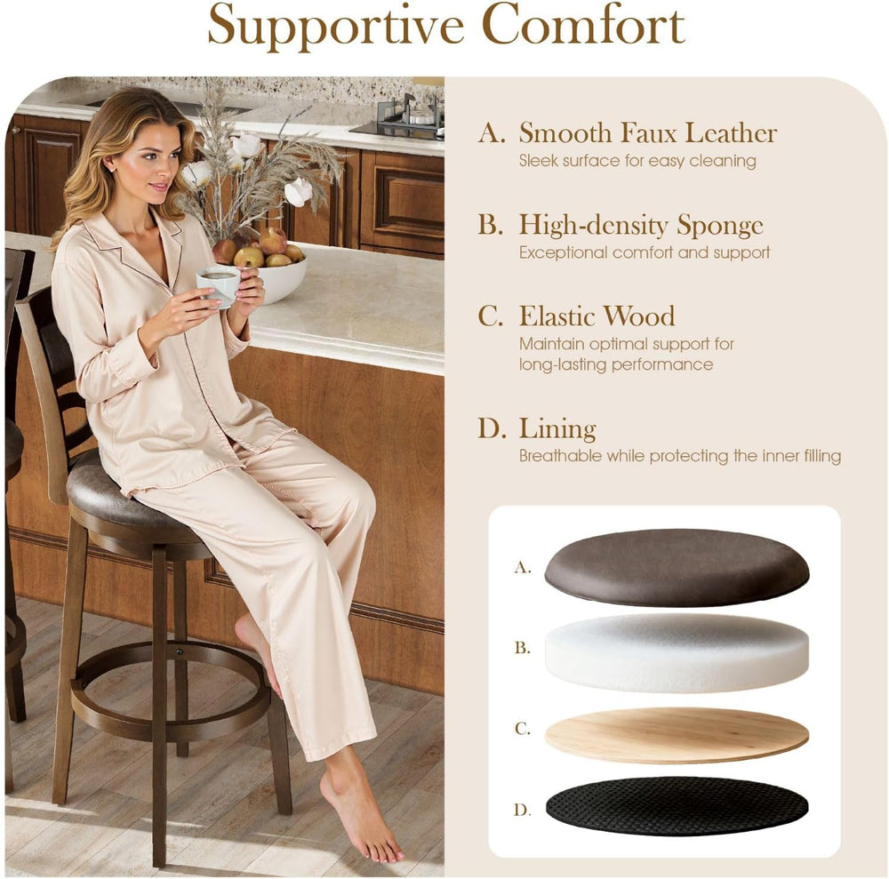 Sophia & William 30 Inch Swivel Bar Stools Set of 4, Bar Height Barstools