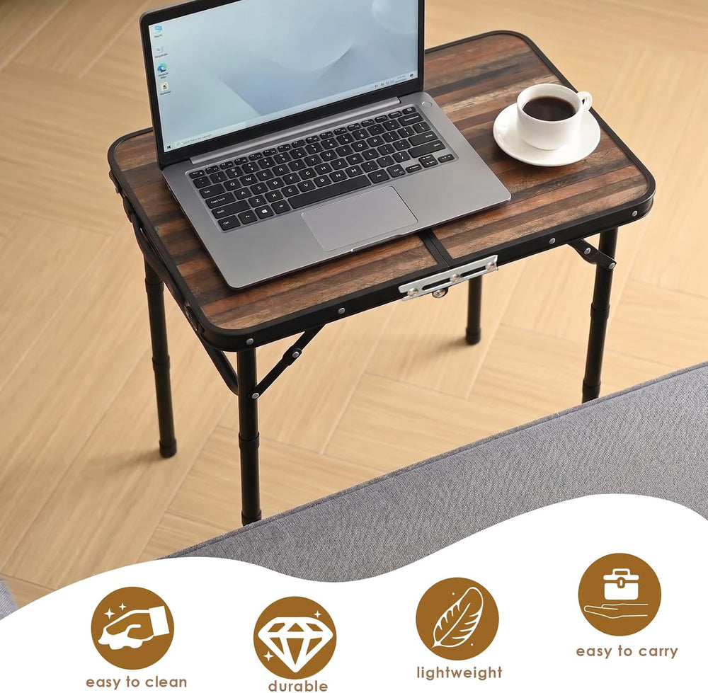 Folding TV Dinner Tray Table, Adjustable Height Sofa Snack Table